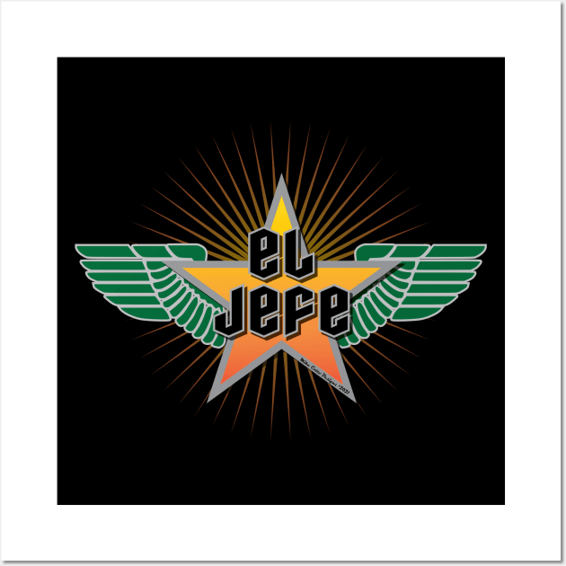 El Jefe Winged Star Green and Yellow Wall Art by MikeCottoArt